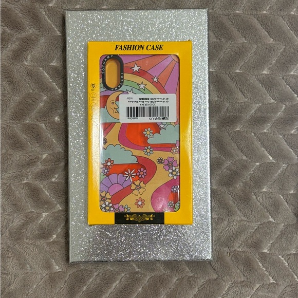 iPhone X and iPhone Xs Bright Orange Hippie Phone Case with Kick Stand - Picture 3 of 9